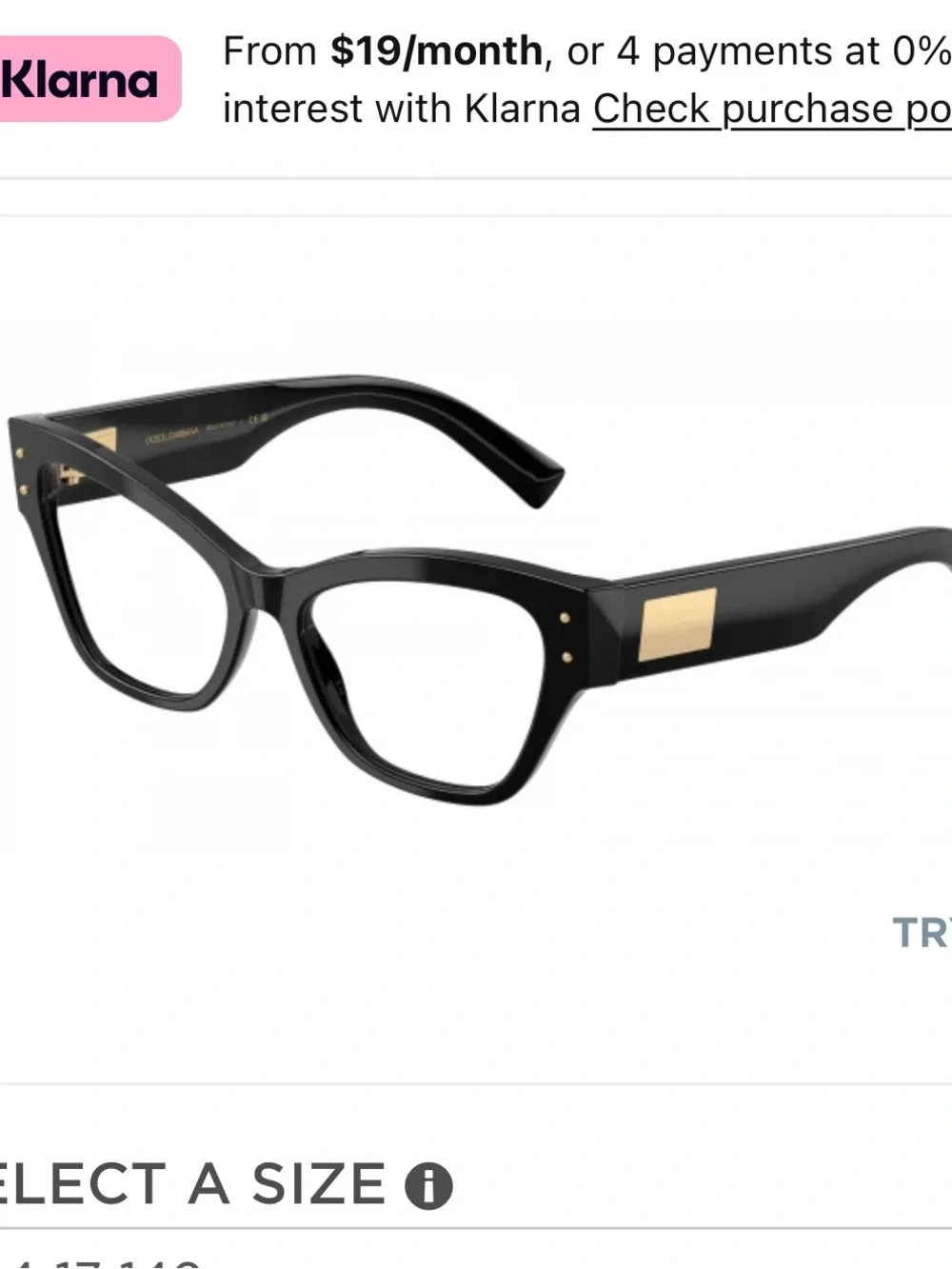 Dolce & Gabbana DG3404 Black Cat Eye Glasses New